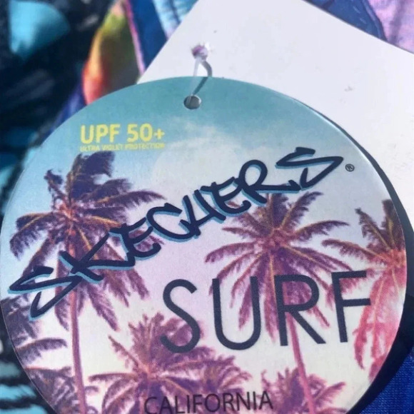 NWT - SKECHERS Board Shorts/ Swim Trunks - Teal & White - Sz 16 - Picture 5 of 8